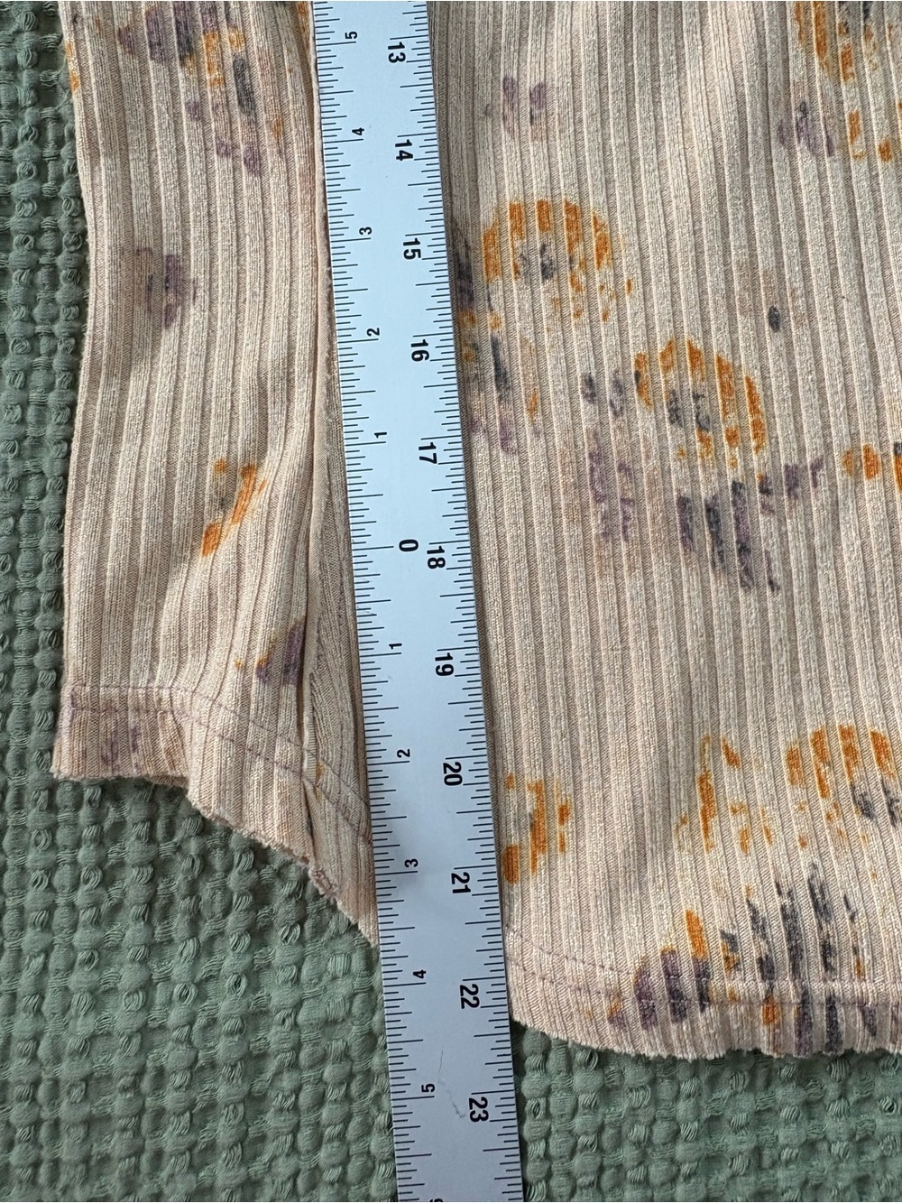 Free People Layer Me Long Sleeve Ribbed Henley Floral Medium Peach Boho - Picture 15 of 15